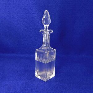 Vintage Art Deco Glass Oil & Vinegar Cruet w Ground Glass Stopper Double Spout